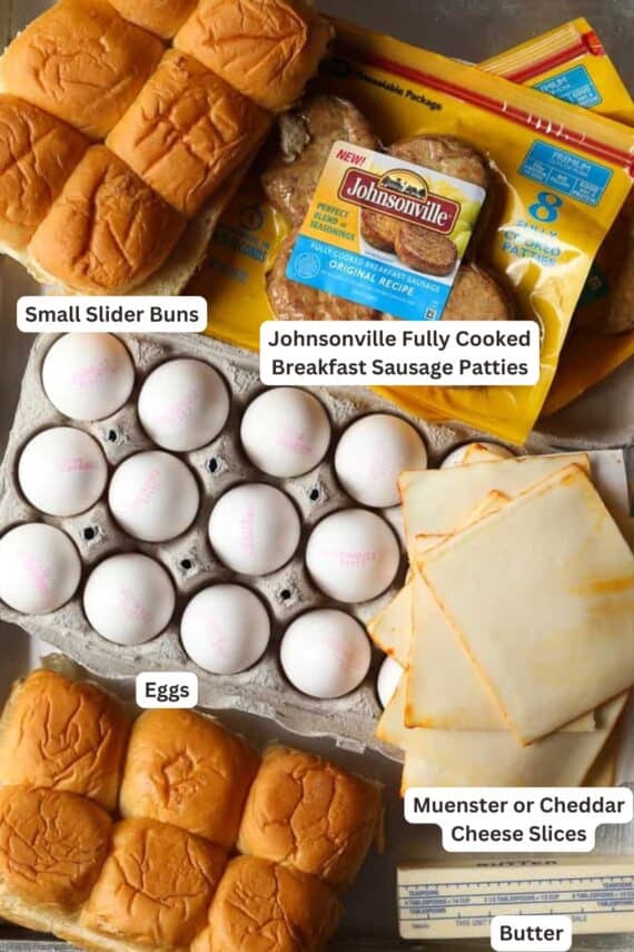 Ingredients for Maple Sausage Breakfast Sliders.