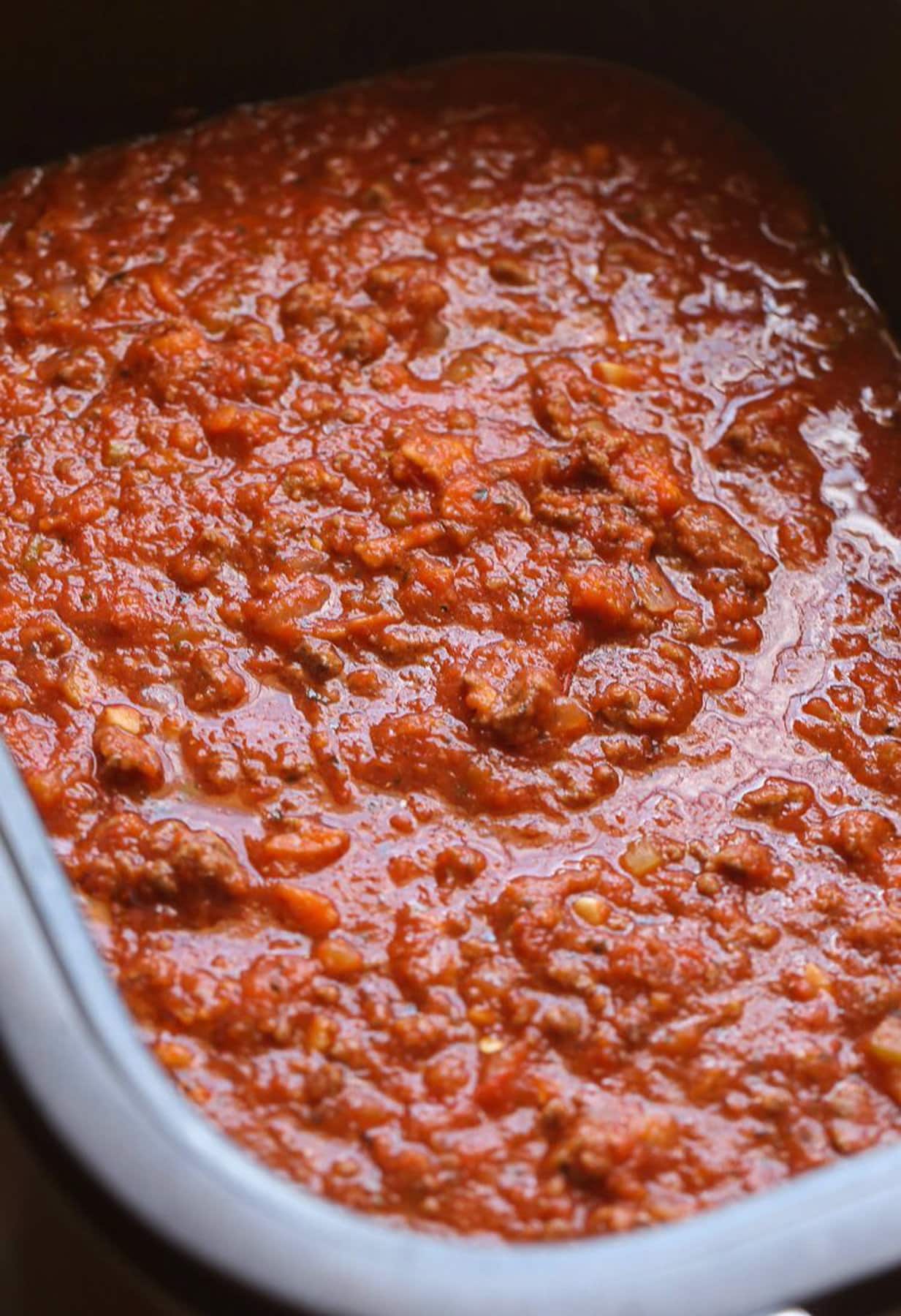 Bolognese sauce in a slow cooker