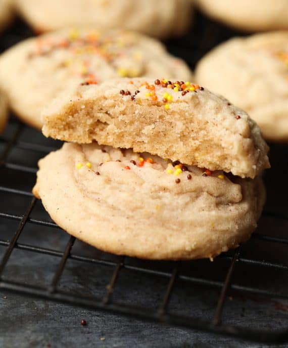 These Soft Amish Cinnamon Brown Sugar Cookies are thick, with a light, melty texture. Slightly crisp edges with a soft buttery center!