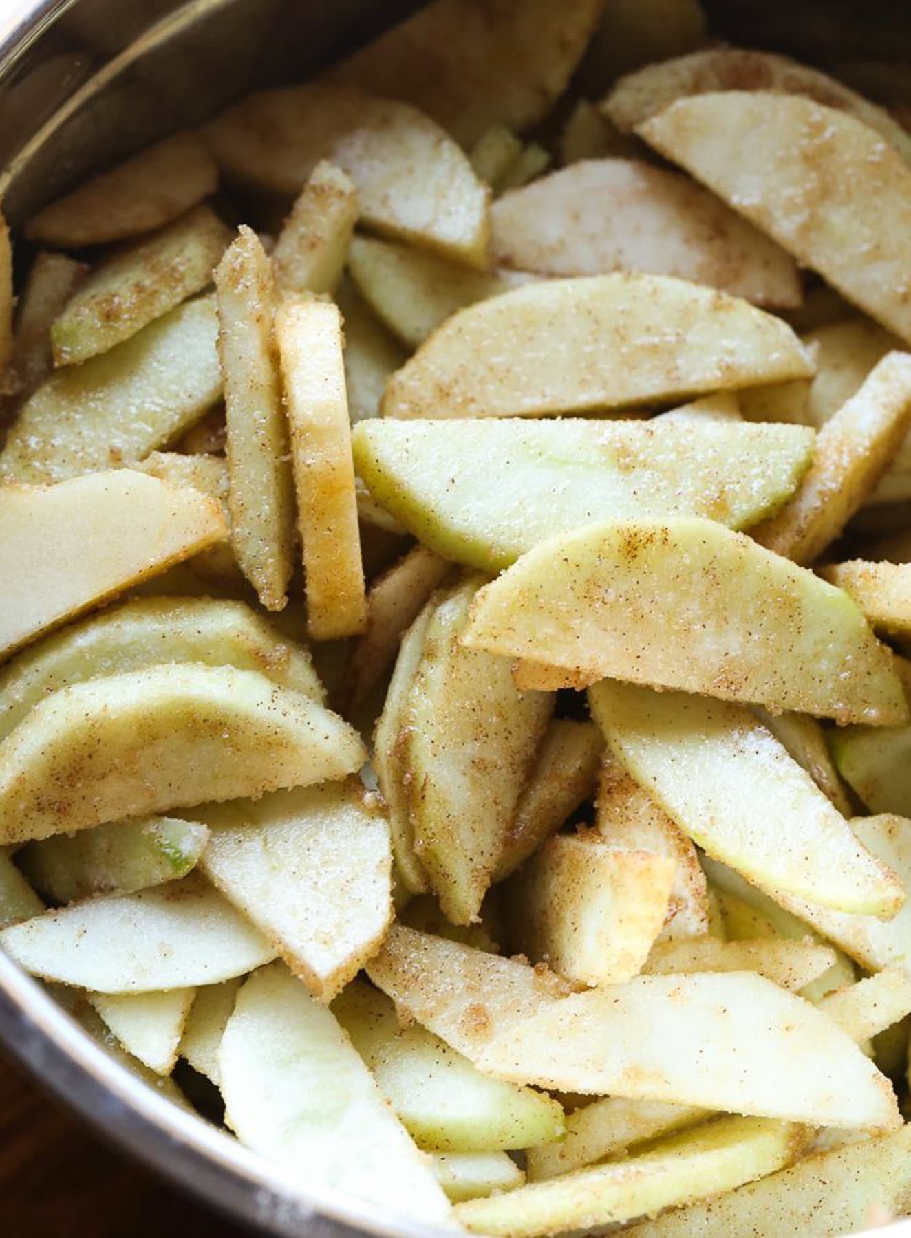 Apples diced and covered with cinnamon 