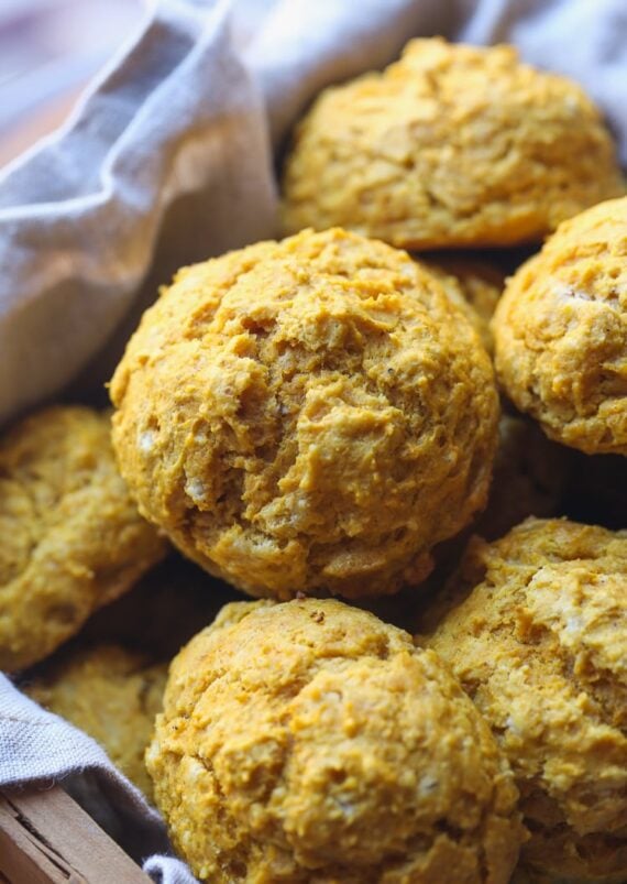 Pumpkin Sage Drop Biscuits. These are crispy on the outside, tender in the middle and packed with fall flavor!