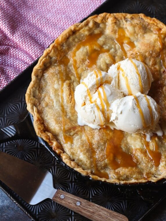 Easy Skillet Apple Pie Recipe with Homemade Caramel Sauce