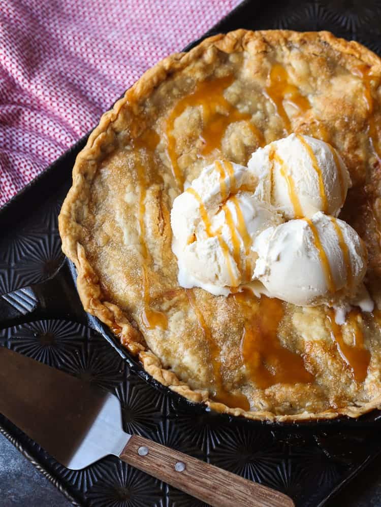 Easy Skillet Apple Pie Recipe With Homemade Caramel Sauce