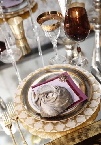 Place setting for a holiday dinner.