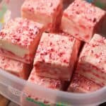 Easy Candy Cane Fudge that is sweet, rich and perfect for gifting!