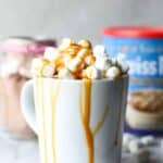 Dress up your hot chocolate with extra marshmallows, caramel sauce and flaked sea salt!