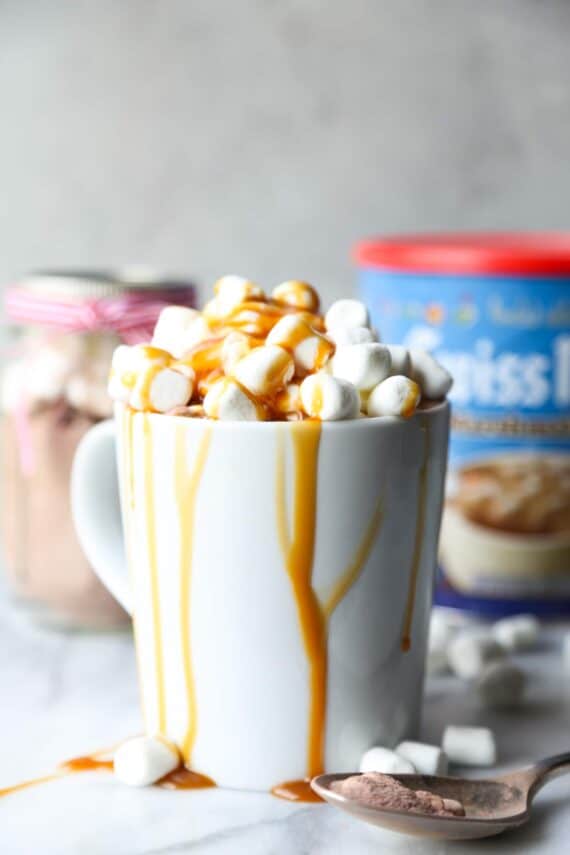 Dress up your hot chocolate with extra marshmallows, caramel sauce and flaked sea salt!