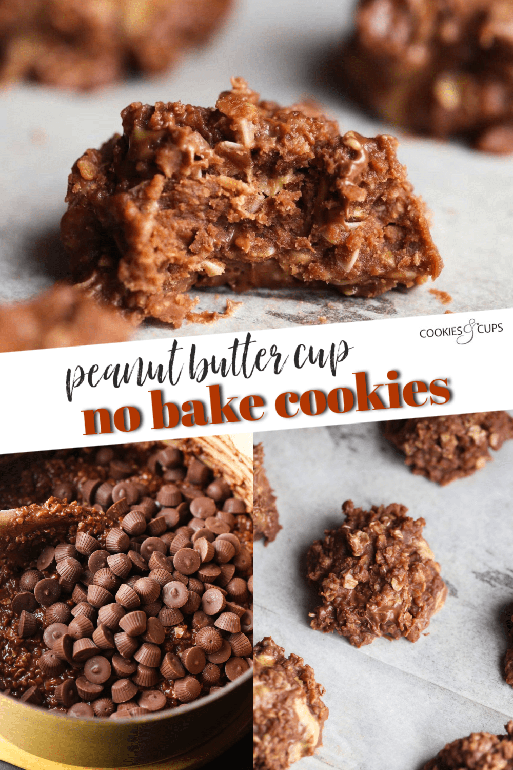 Peanut Butter Cup No Bake Cookies Pinterest Image