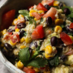 Southwest quinoa salad served to eat