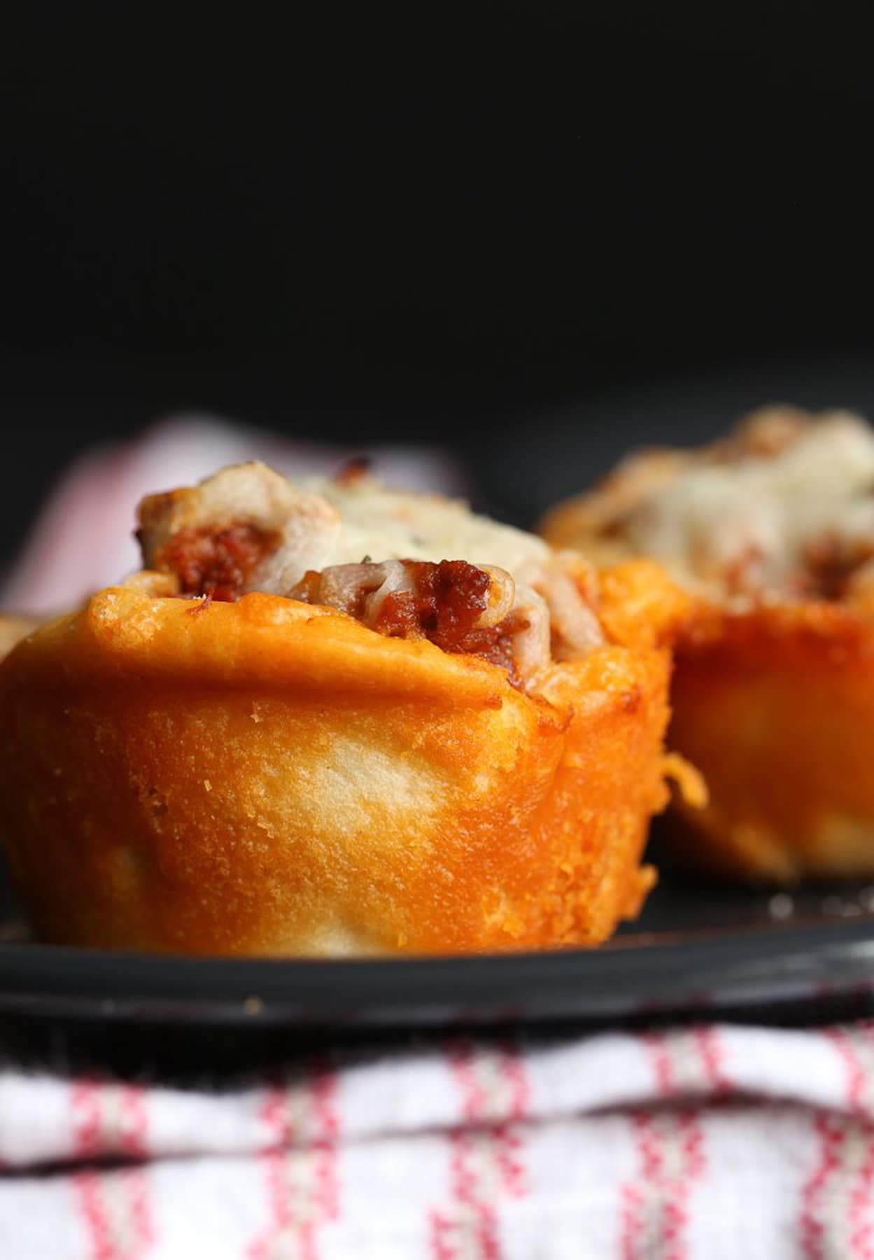 Pizza muffins out of the oven ready to eat