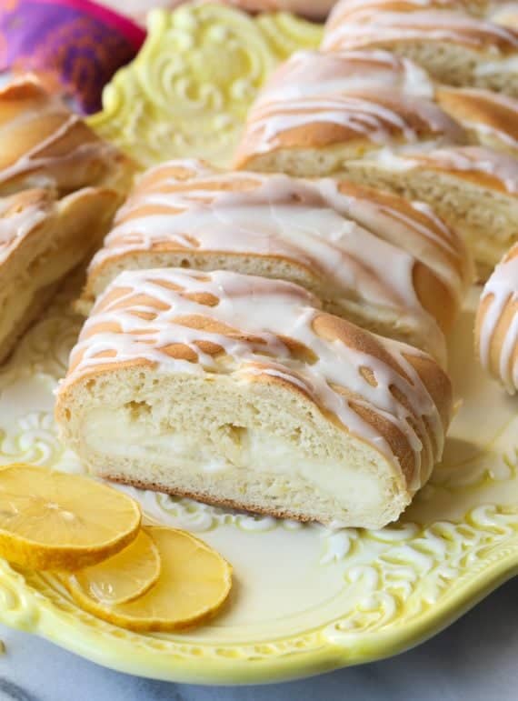 This Cream Cheese Lemon Braid is a sweet bread filled with creamy lemon cream cheese filling!