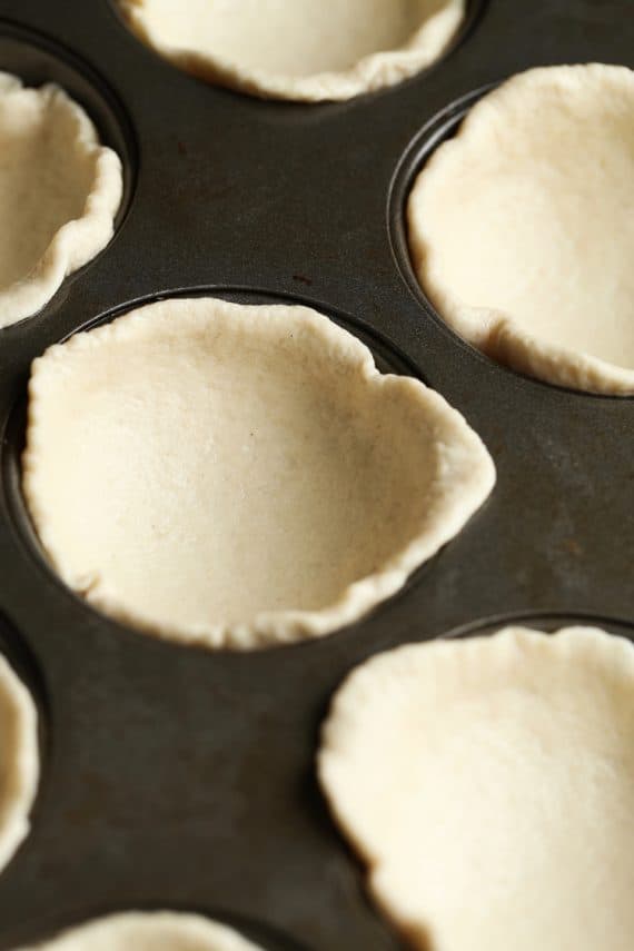 pressed dough into muffin tins