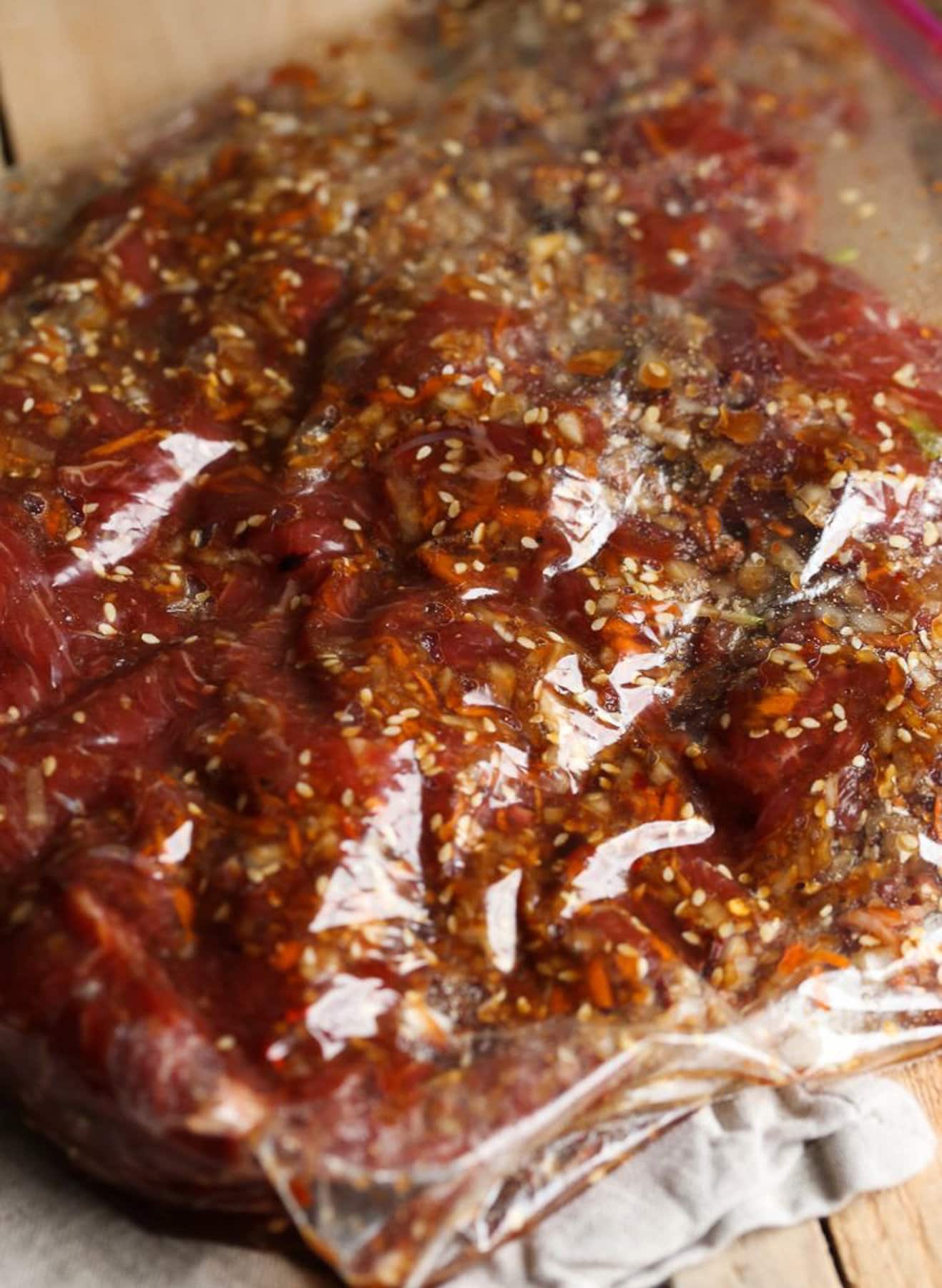 Lean meat with pepper and garlic marinade