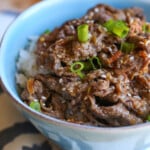 Asian fire meat prepared on rice