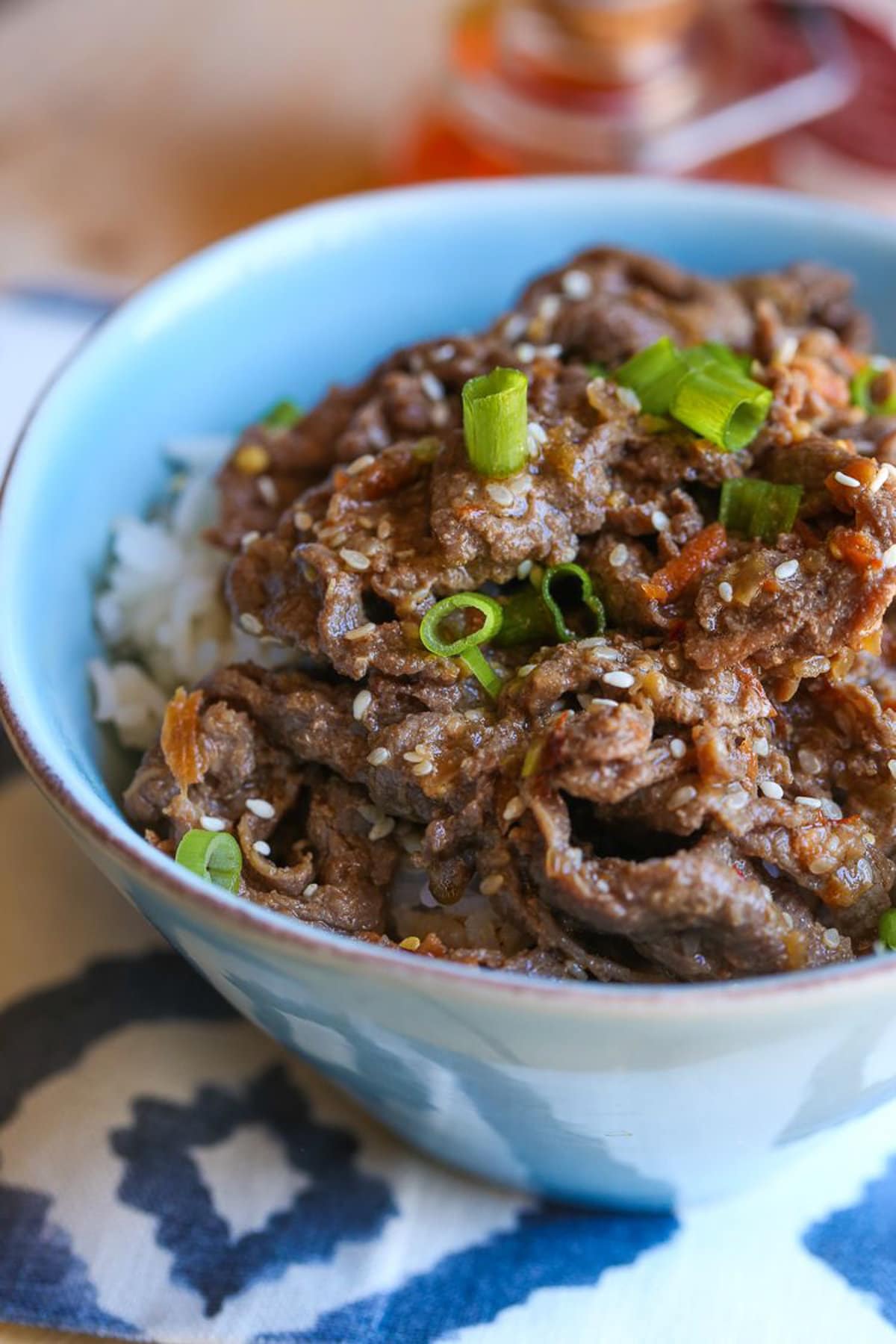 Asian fire meat prepared on rice
