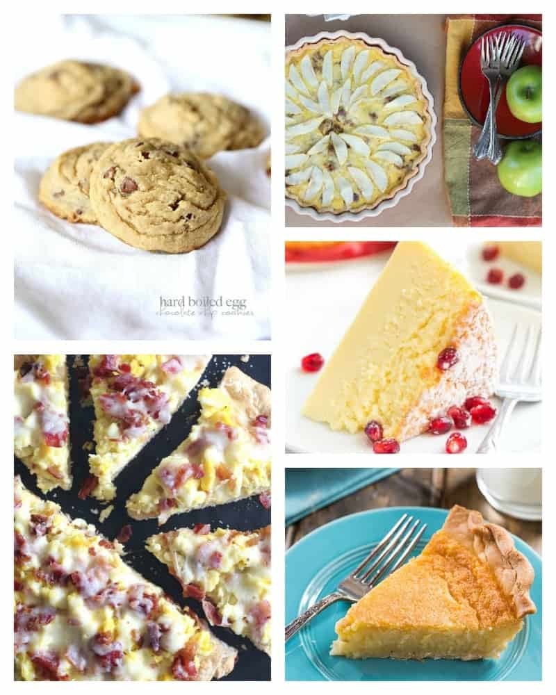 Photo collage of various sweet egg recipes.