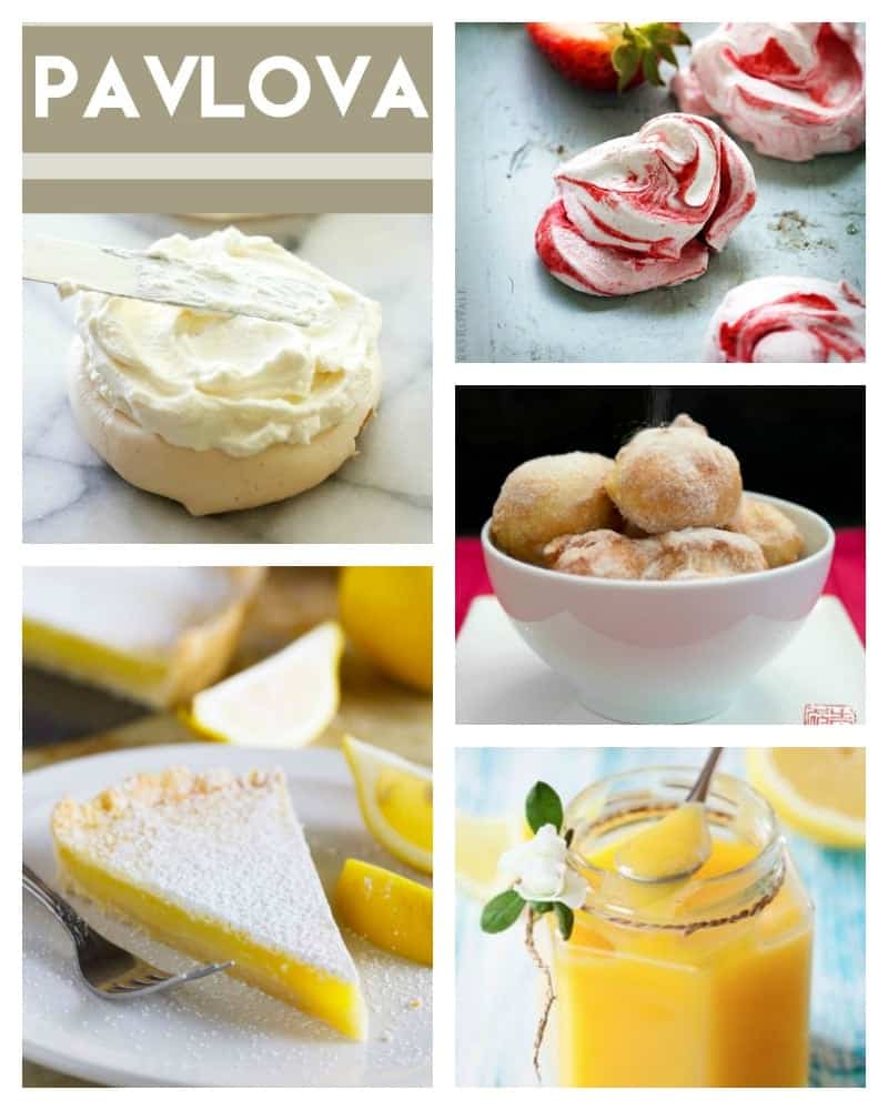 Photo collage of various sweet egg recipes.