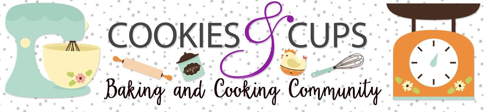 A Promotional Graphic Advertising the Cooking and Baking Facebook Group for Cookies & Cups