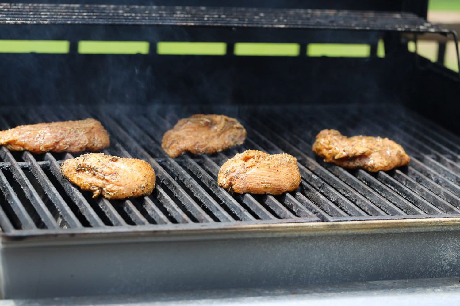 Bruschetta chicken on the grill