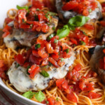Grilled bruschetta chicken topped with tomatoes