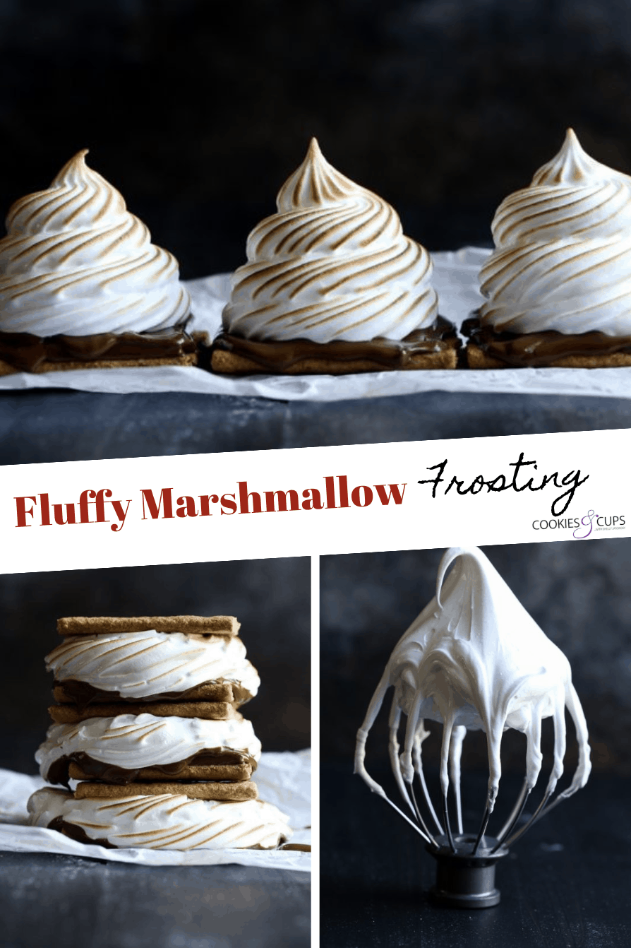 Pinterest image for fluffy marshmallow frosting