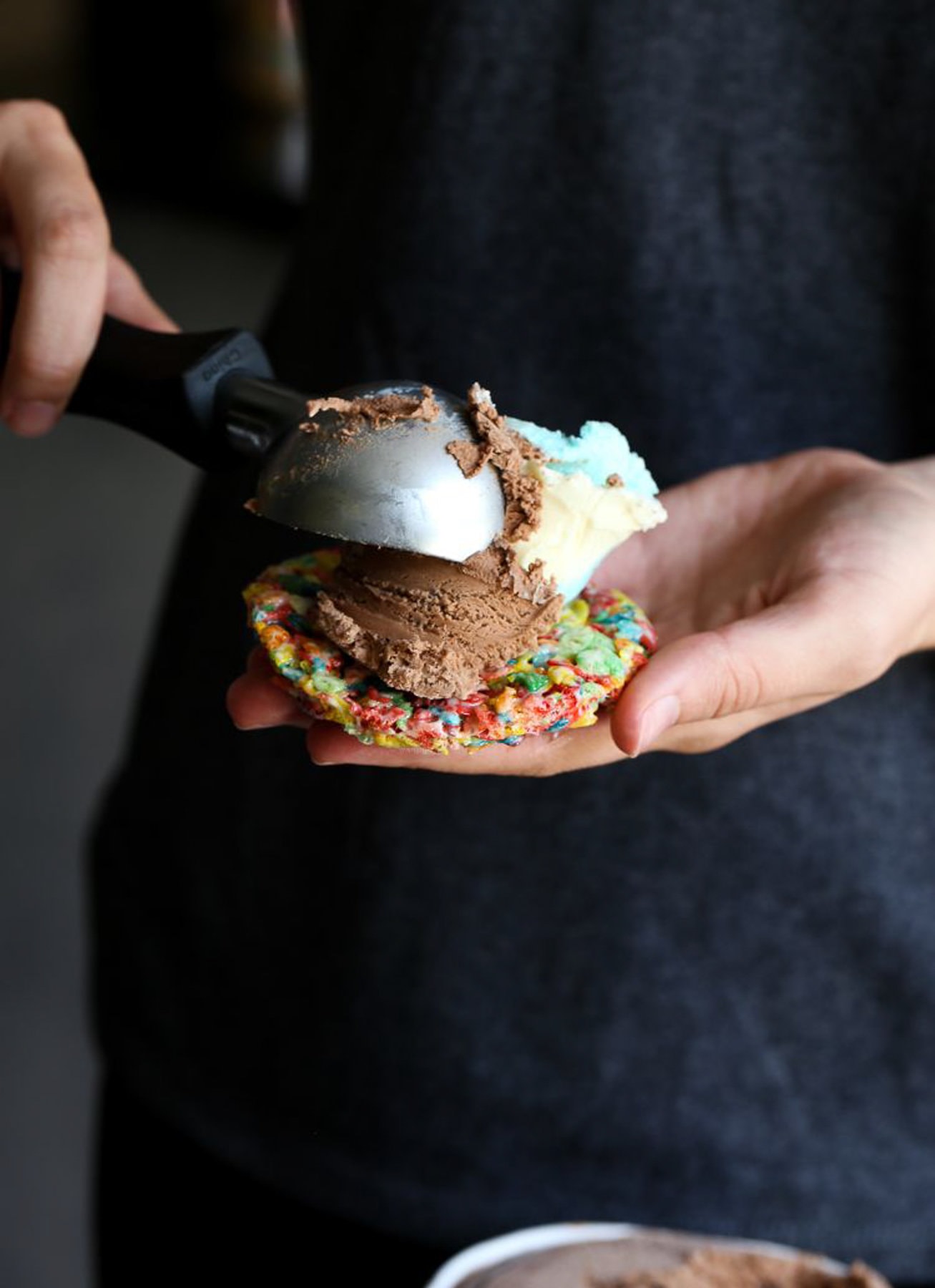 Ice Cream served onto Krispie treat