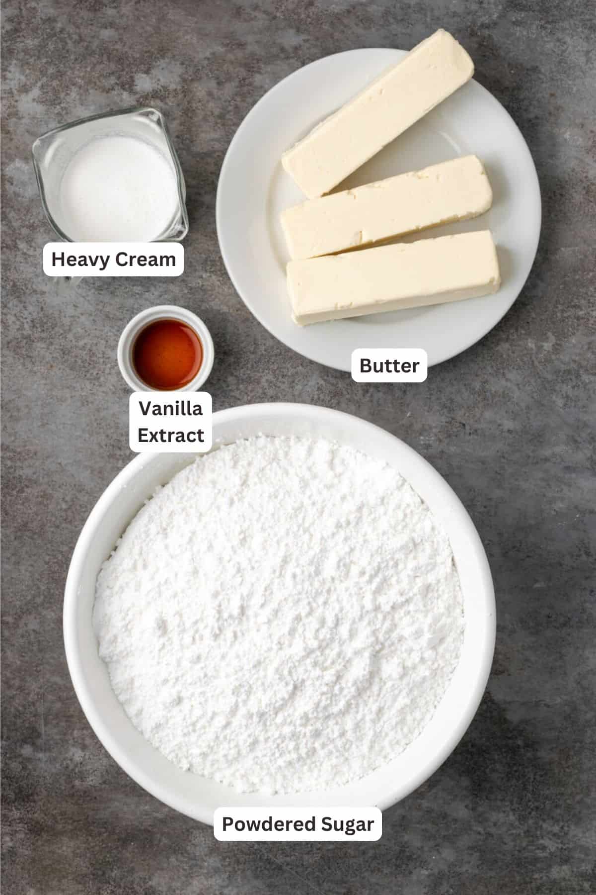 Ingredients for Perfect Buttercream Frosting.