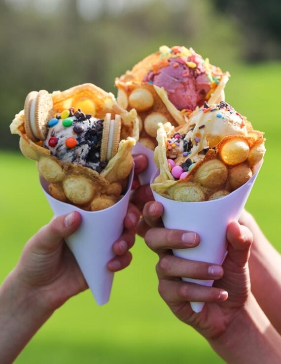 Bubble Waffle Ice Cream Cones!