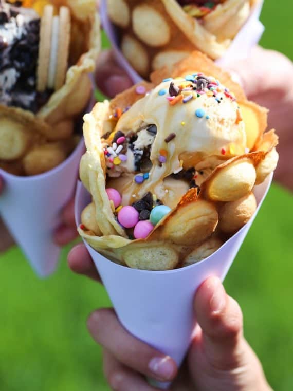 Bubble Waffle Ice Cream Cones!