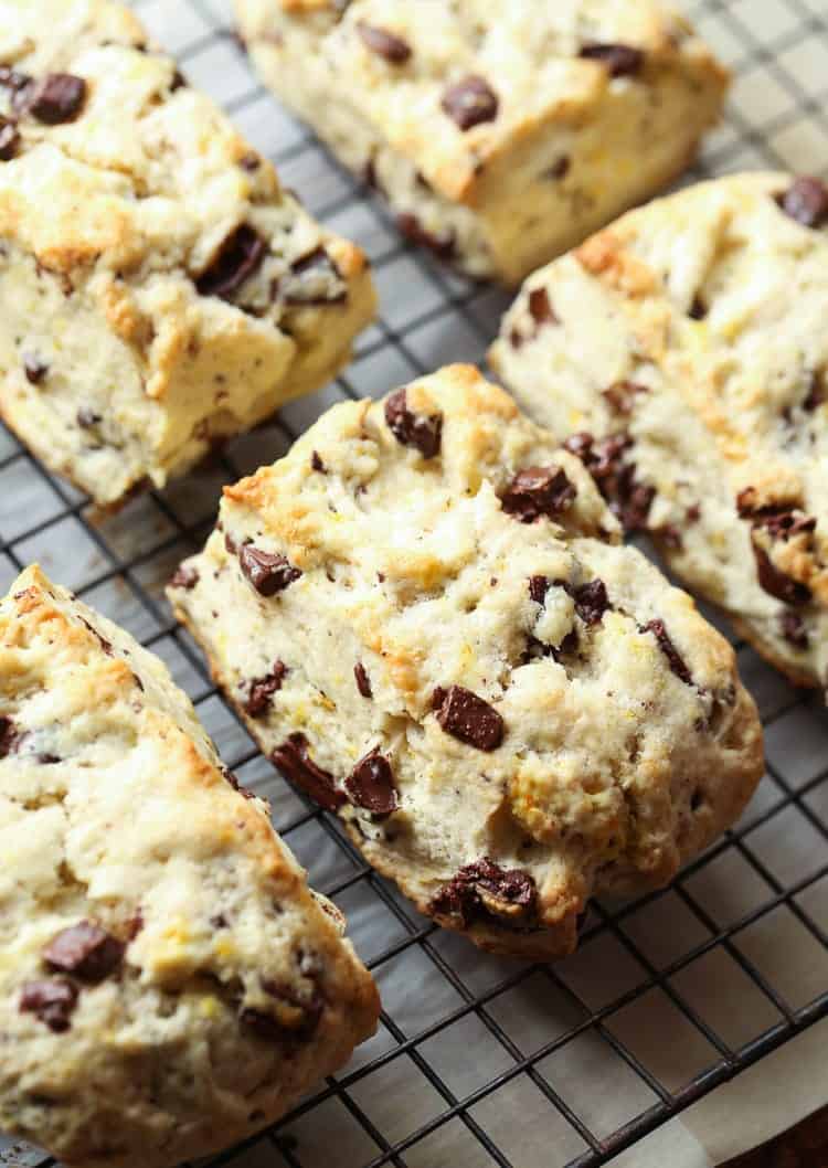 Freshly Baked Chocolate Chunk Orange Scones Before the Glaze Has Been Added