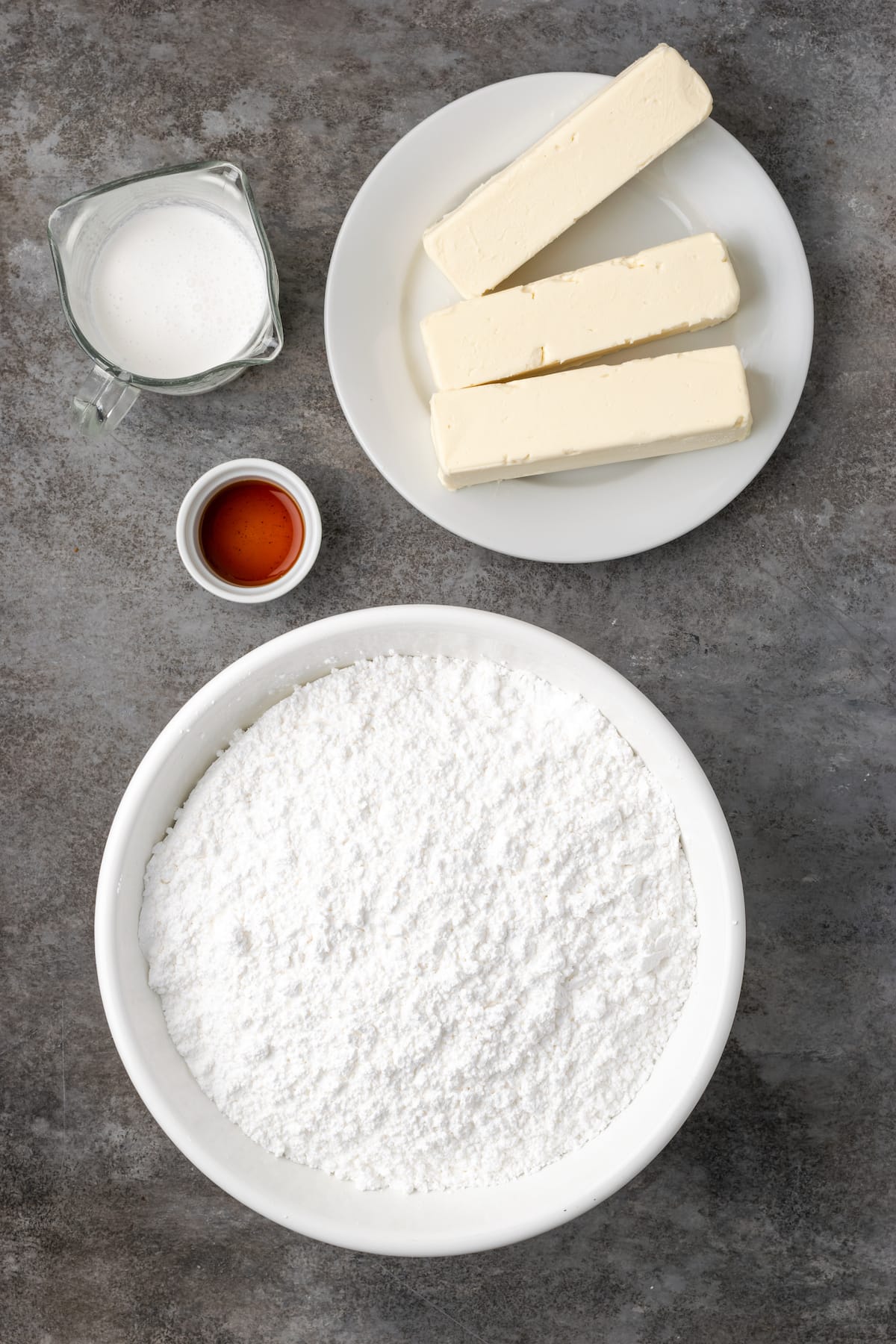 The ingredients for perfect buttercream frosting.