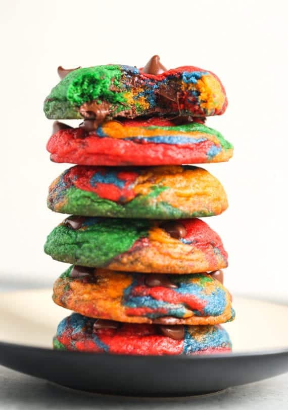 Easy Rainbow Chocolate Chip Cookies recipe