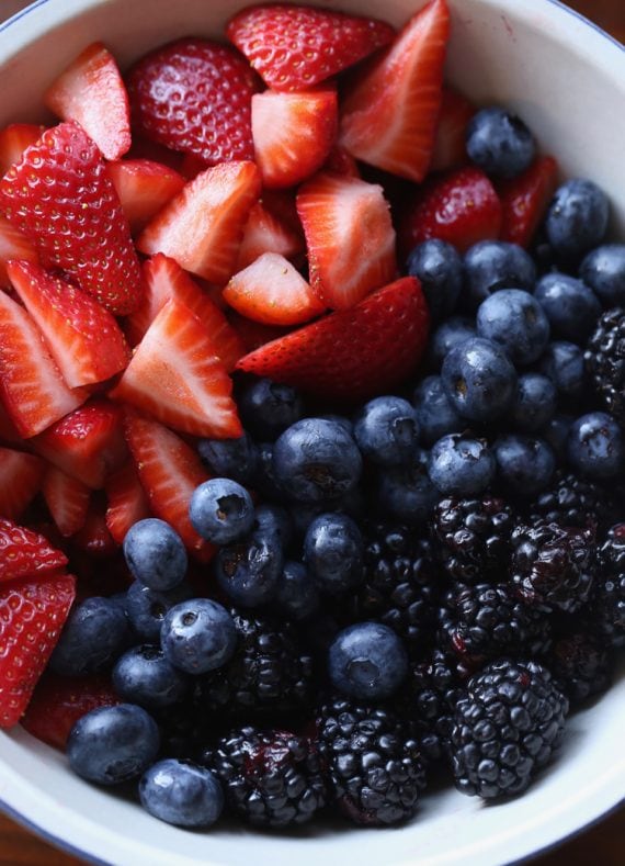 This Creamy Berry Ambrosia Salad recipe uses all fresh fruit!