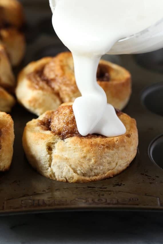 No Yeast Cinnamon Roll Muffins! The gooiest part of the cinnamon roll made quick with no yeast necessary!