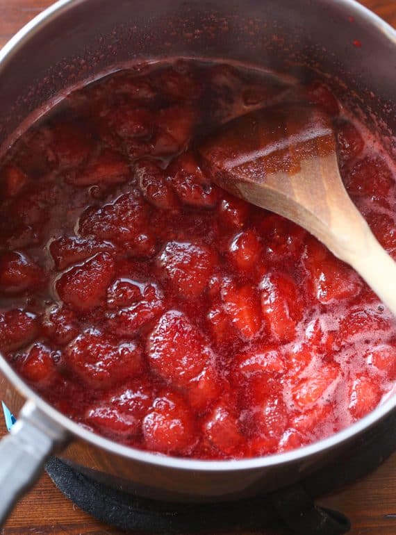 Easy Fresh Strawberry syrup, that you can top ice cream, pancakes, french toast, or even use in frosting!