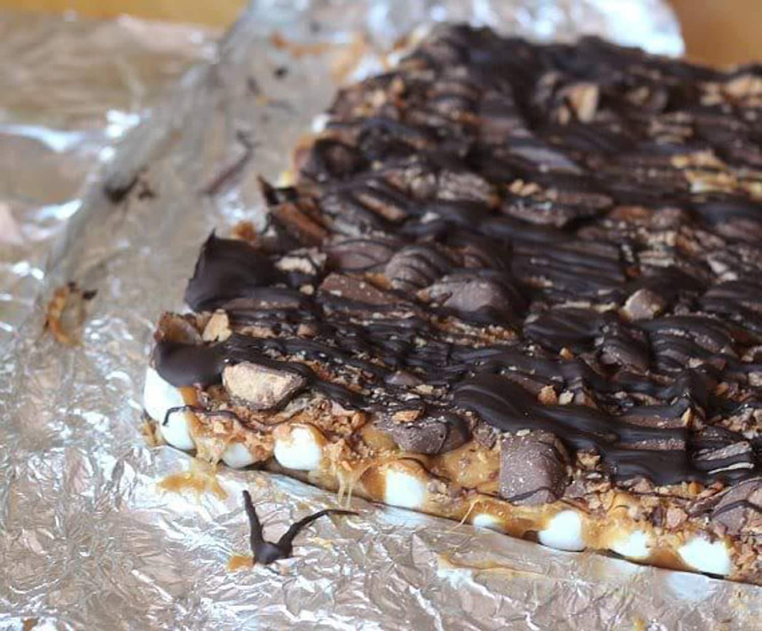 Caramel Butterfinger bars served to eat