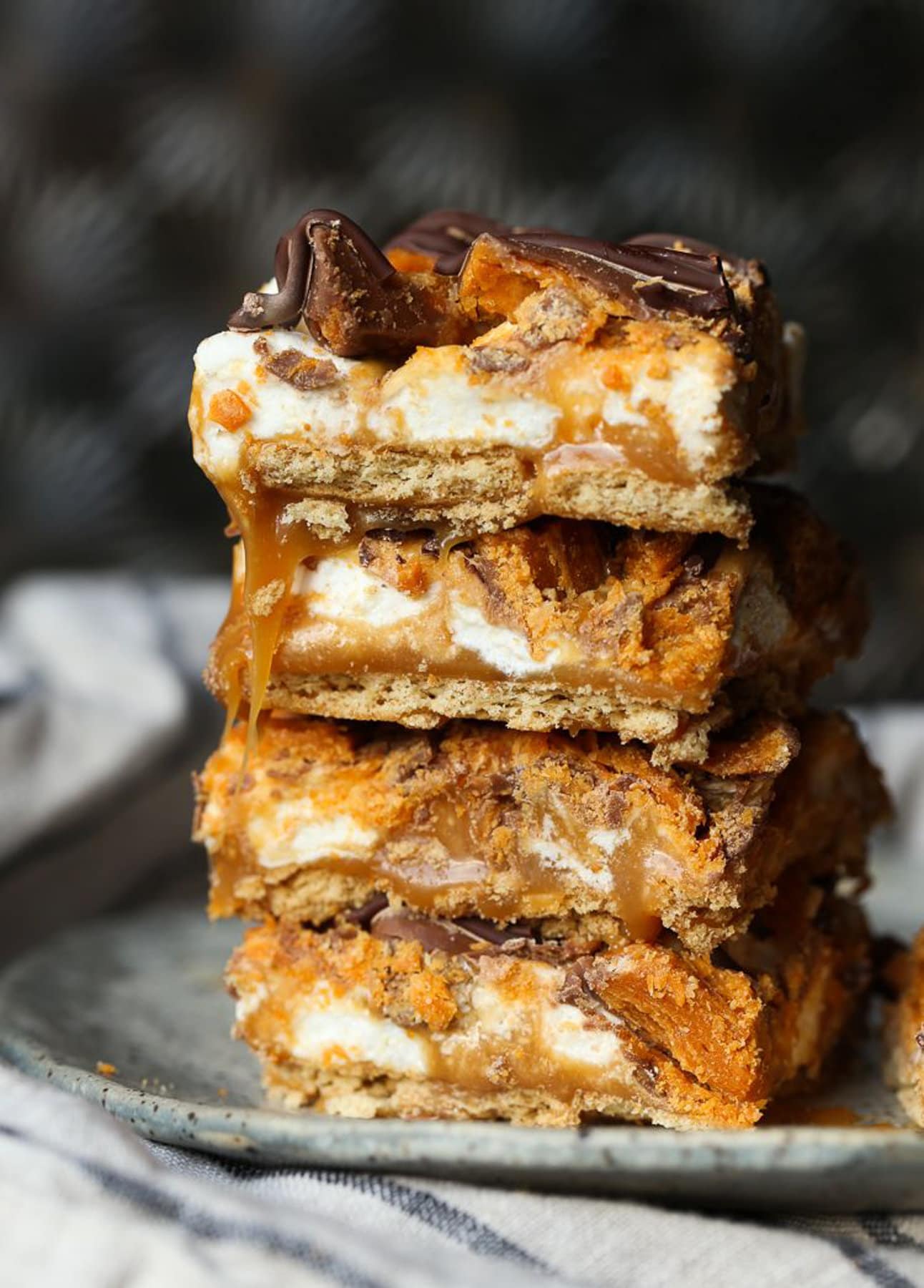 Butterfinger bars stacked on top of each other 