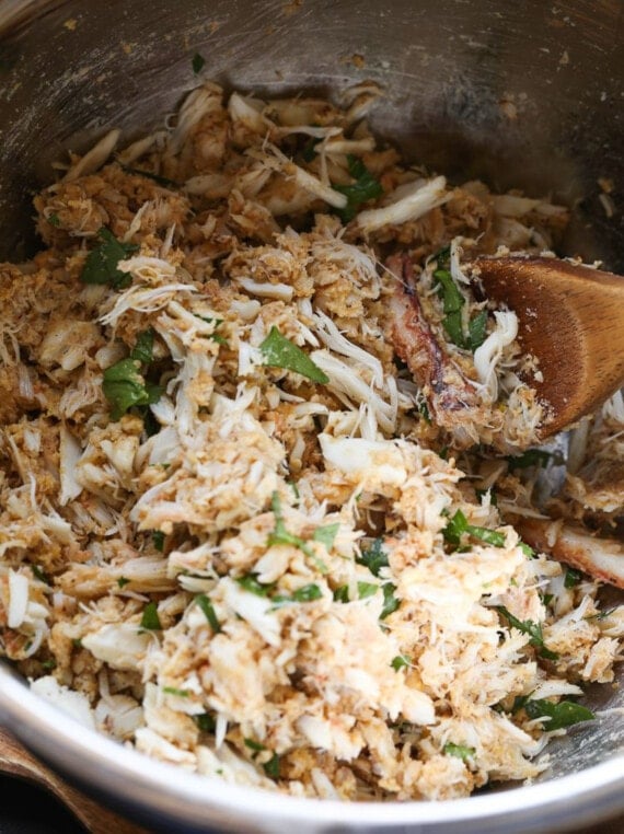 These crispy crab balls are an easy appetizer! They're made with juicy lump crab and Old Bay, served with spicy tartar sauce for dipping. Crab mixture with spices