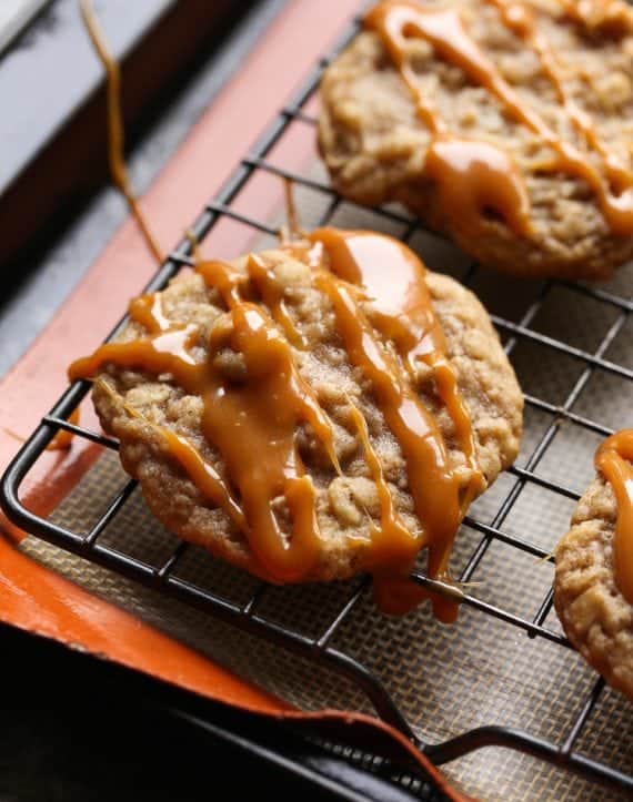 Caramel Apple Oatmeal Cookies! These are chewy, sweet and prefect for the fall season!