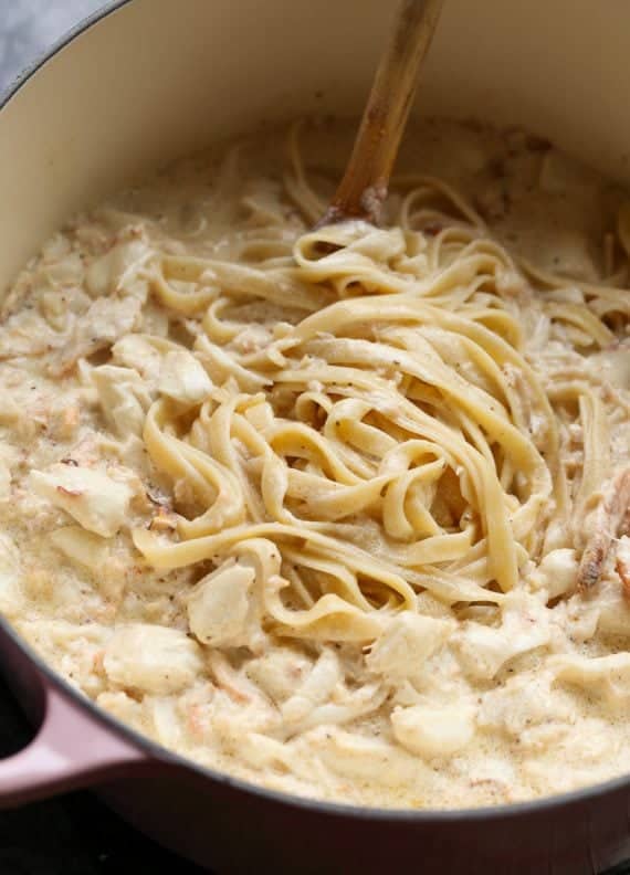 Crab Alfredo is an indulgent dish, but is ready from start to finish in 15 minutes! A family favorite for sure!