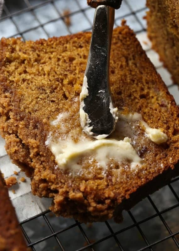 Pumpkin Banana Bread with the most buttery, crumb topping. This is 100% my favorite fall bread right now!