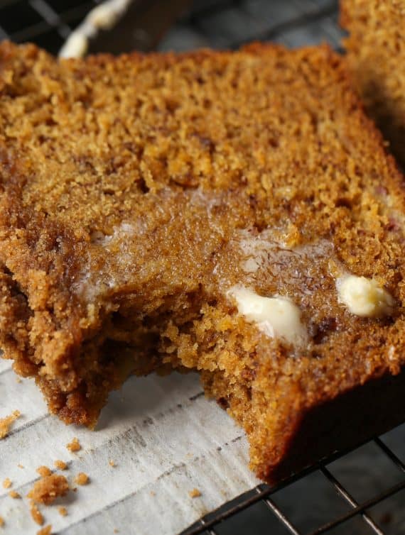 Pumpkin Banana Bread with the most buttery, crumb topping. This is 100% my favorite fall bread right now!