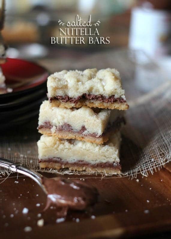 Salted Nutella Butter Bars, stacked