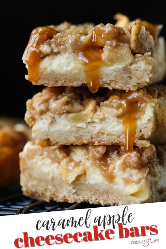 Caramel Apple Cheesecake Bars Pinterest Image
