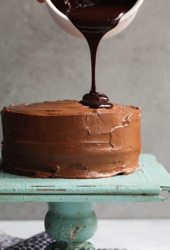 Chocolate Cake with Chocolate Cream Cheese and Chocolate Ganache