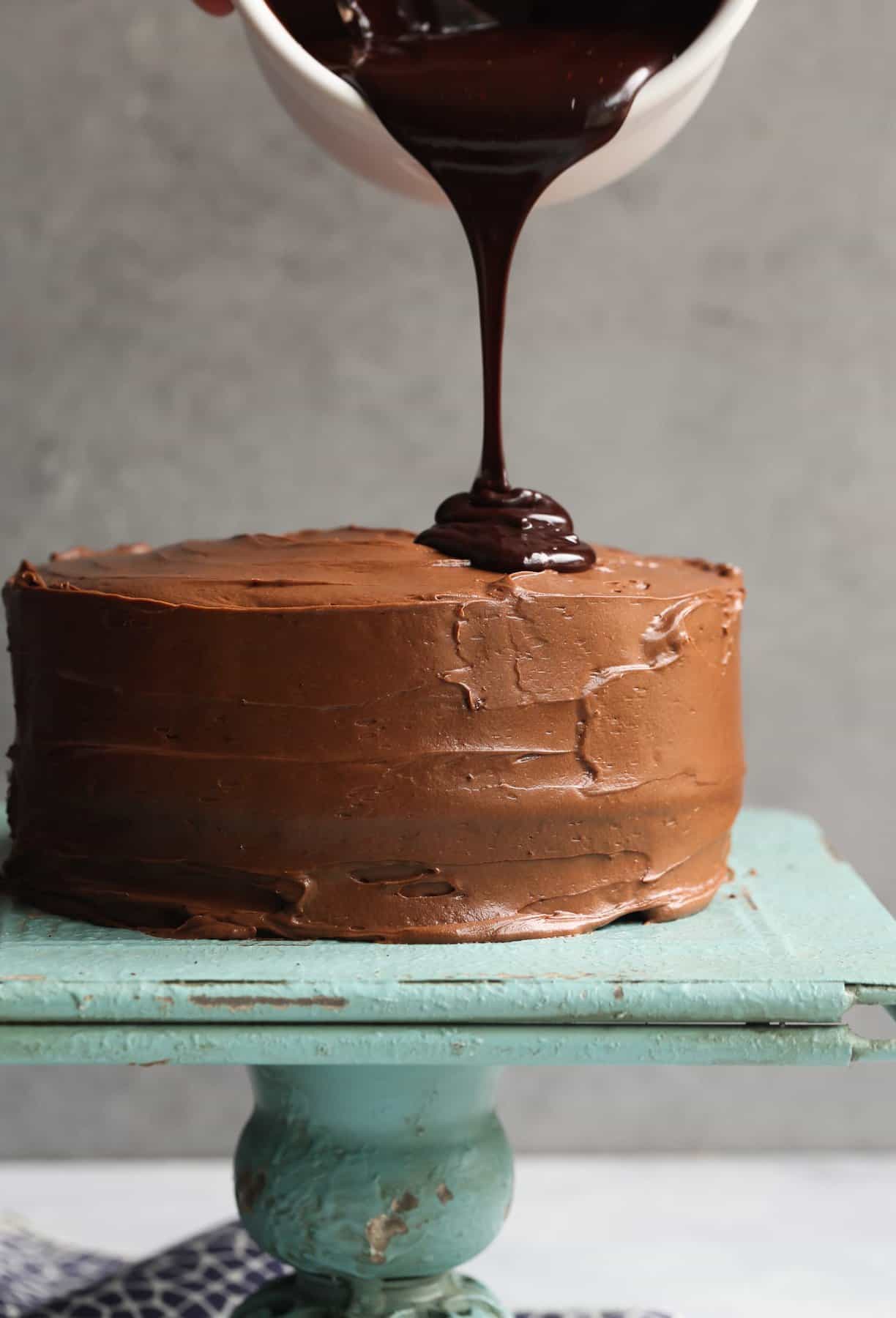 Chocolate Cake with Chocolate Ganache for a drip cake