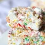 Fluff rice krispie squares, stacked