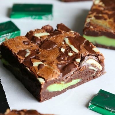 Mint Fudge Stuffed Brownies