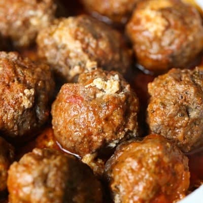 Slow Cooker Ricotta Stuffed Meatballs