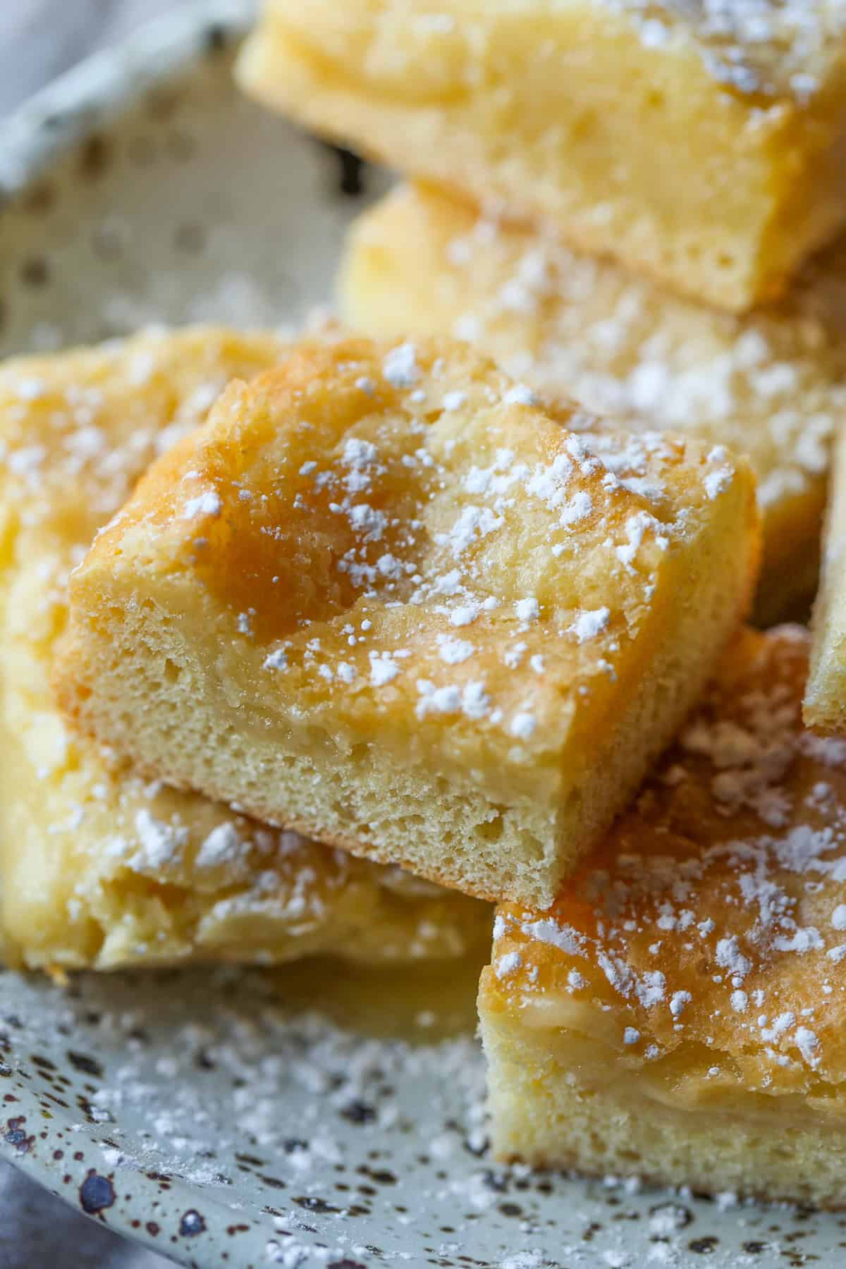 butter cake pieces dusted with powdered sugar